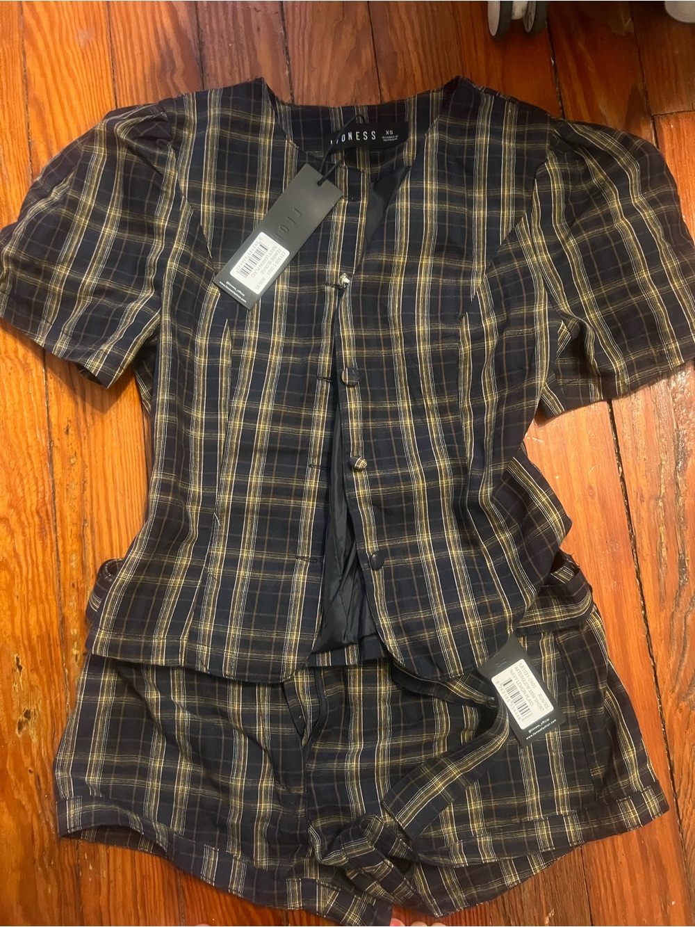 Lioness Plaid Two-Piece Set in Navy and Mustard